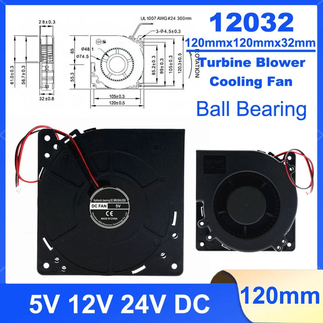 12032 120MM TURBINE Blower Cooling Fan 5V 12V 24V DC For Centrifugal ...
