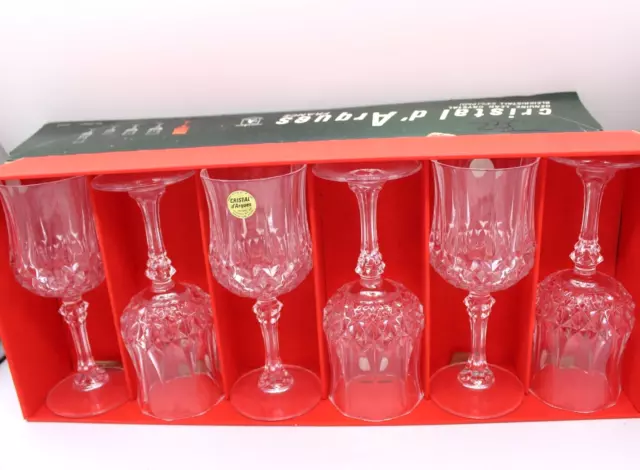 Cristal d' Arques 25 cl crystal stem glass set of 6, New, Read Description,