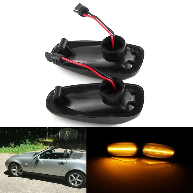Black Lens Amber LED Turn Signal Side Marker Light For Mercedes CLK SLK E-Class