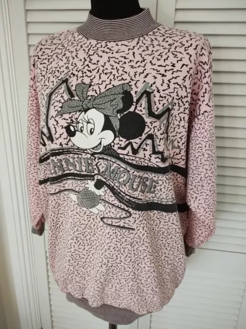 Vtg 90s Disney Women's Minnie Mouse Sweatshirt Americanwear Pink Jumper 10 - 12