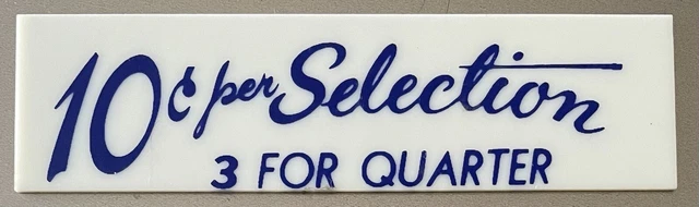 Seeburg V200 Jukebox Program Drum Pricing Window Insert “10¢ Per Selection” 3/25