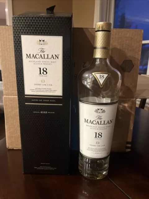 Macallan Sherry Oak  18 Empty Bottle 750ml & Box 2022 Release