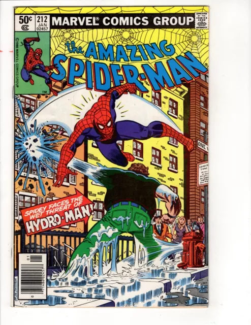 The Amazing Spider-Man #212- 1st Appearance Hydro-Man! Marvel 1981