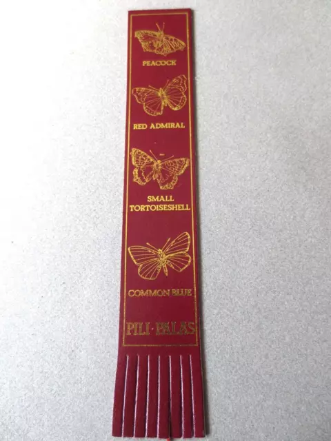 Leather BOOKMARK BUTTERFLIES Pili-Palas Anglesey Wales Burgundy Unused