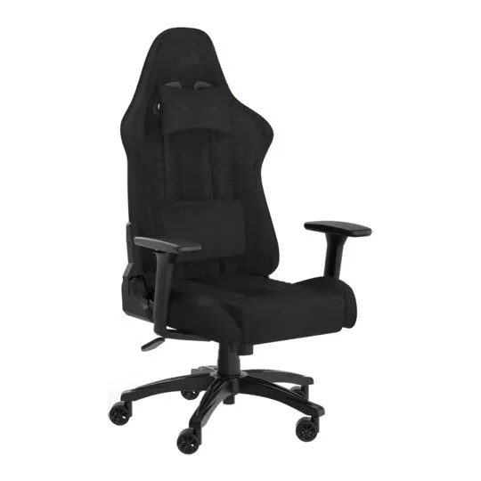 Corsair TC100 Relaxed Gaming Chair, Black, Fabric, Armrests, Height Adjust, Neck