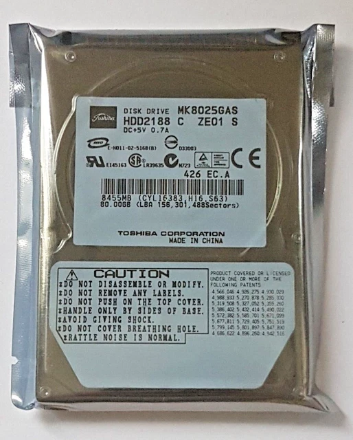 Disque Dur Toshiba MK4026GAX 40GB IDE PATA 44-PIN - Occasion Fonctionnel