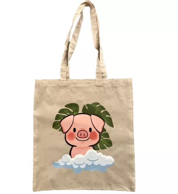 Pig piggy tote shopping bag Gift present for Mother’s day, Birthday, Anniversary