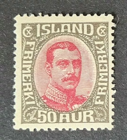 FRANCOBOLLI ISLANDIA 1920 RE CRISTIANO 50aur NUOVI DI ZECCA LH - #4168r