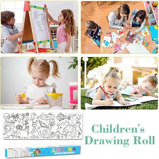 Children's Drawing Roll DIY Sticky Color Filling Paper Educational /4' L5A7