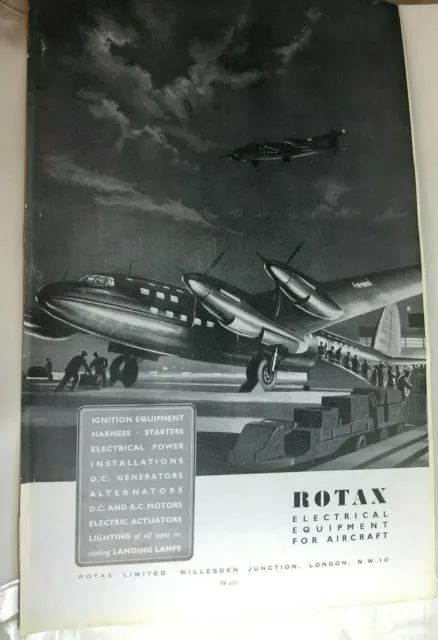 1944 WW2 Rotax Aircraft Electrical Equipment full page Advert Original 32x19 cm