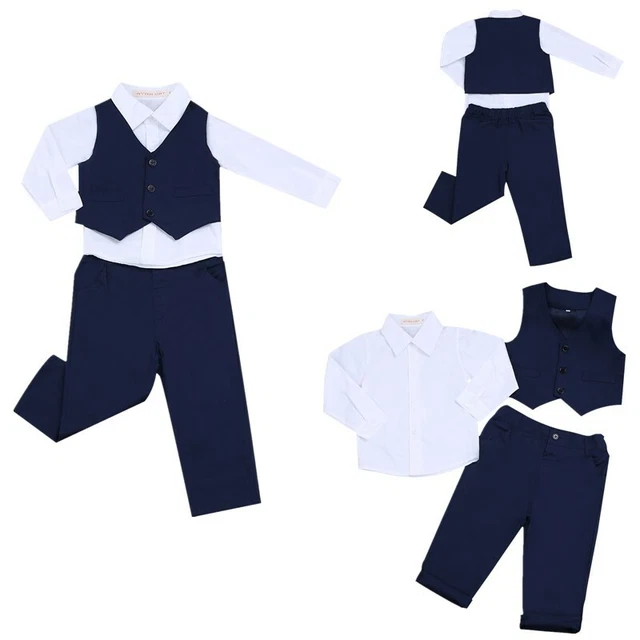 Set abbigliamento bambino neonato gentiluomo abito outfit gilet camicia set pantaloni