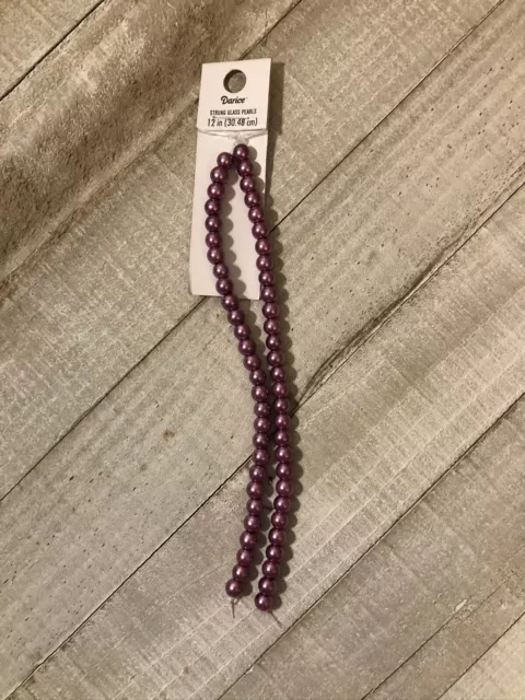 Darice Bead Strand Brand New 12 in 6 mm Strung Glass Pearls Purple
