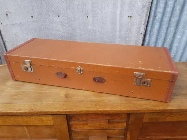 Ancienne Valise Malle Bois + Renforts + 2 Fermoirs Déco Vintage