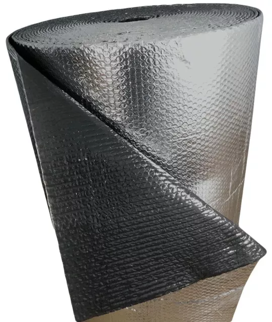 REFLECTIVE BLACK / SILVER FOIL Double BUBBLE Foil Insulation Roll 36X25 R8 2