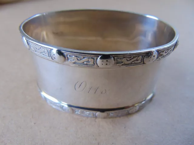Antique English Sterling Silver Napkin Ring "Otto" name engraving, d. 1937