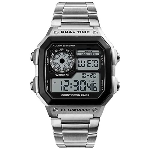 ROSEBEAR Montre à Quartz numérique pour HommeChronographe électronique de Lux...