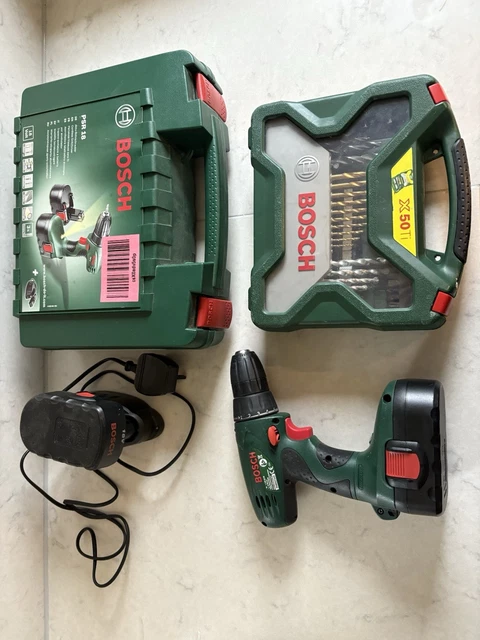 BOSCH PSR 18 Cordless Drill with 2 Batteries, Charger and Case £26.04 ...