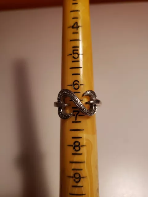 Jane Seymour 925 Sterling Silver Ladies Diamond Ring Sz 6.5 Open Heart