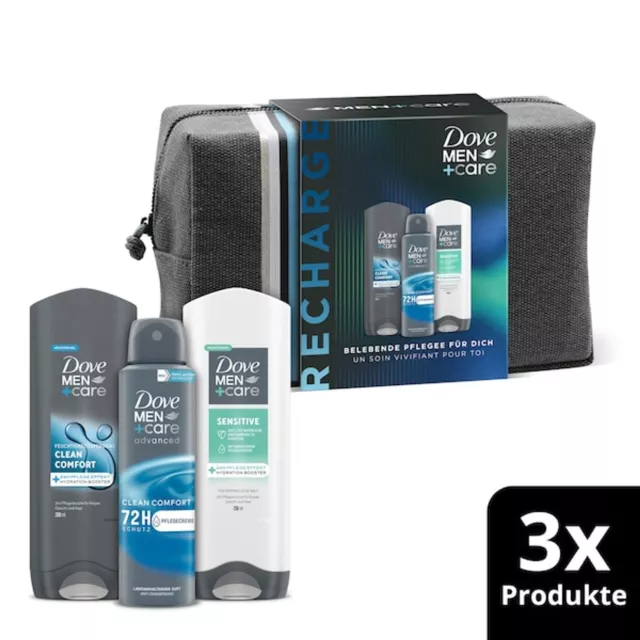 Dove Men+Care Geschenkset Recharge Clean Comfort Pflegedusche Deospray