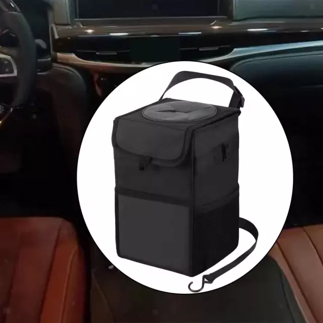 Ryhpez Car Trash Can with Lid - Car Trash Bag Hanging with Storage Pockets  Collapsible and Portable Car Garbage Bin