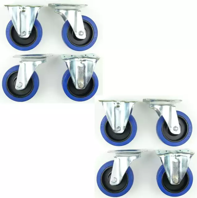 2 Set SL 100 mm Gummi Rollen BLUE WHEELS Transportrollen Lenkrollen & Bockrollen