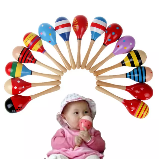 Baby Kids Sound Music Toddler Rattle Musical Wooden Colorful Toys Xmas,  _tu