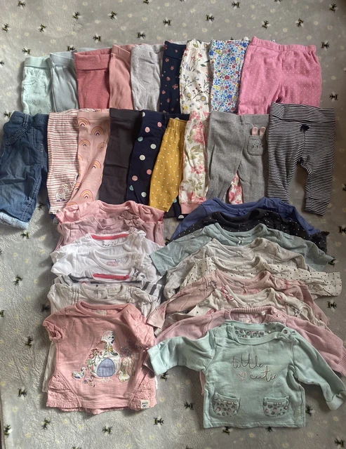 baby girls leggings pants bottoms tops bundle job lot size 0-3 months