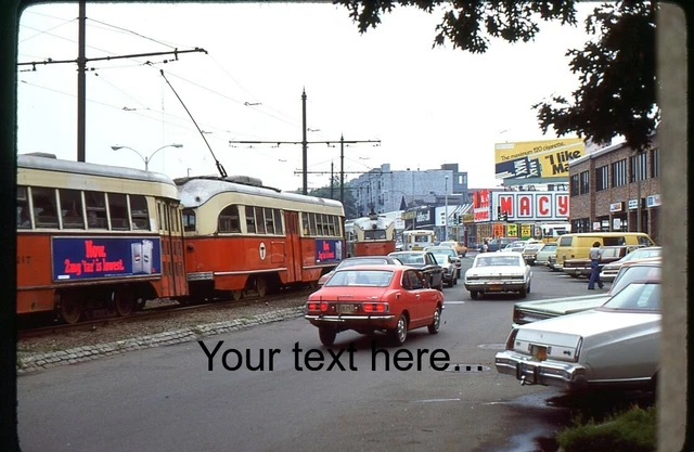 l555 Orig. Slide Green Line PCC 3117, 3120 at Alston in 1976
