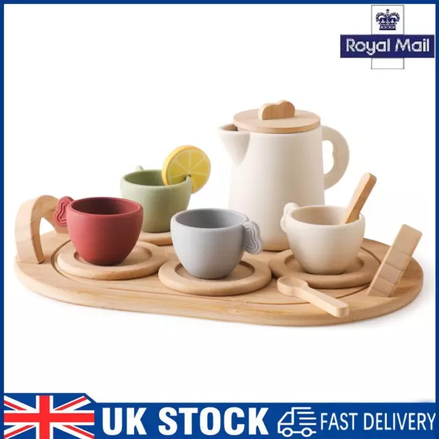 9pcs/10pcs Pretend Play Tea Set Role Play Wooden Tea Set for Kids (10pcs)