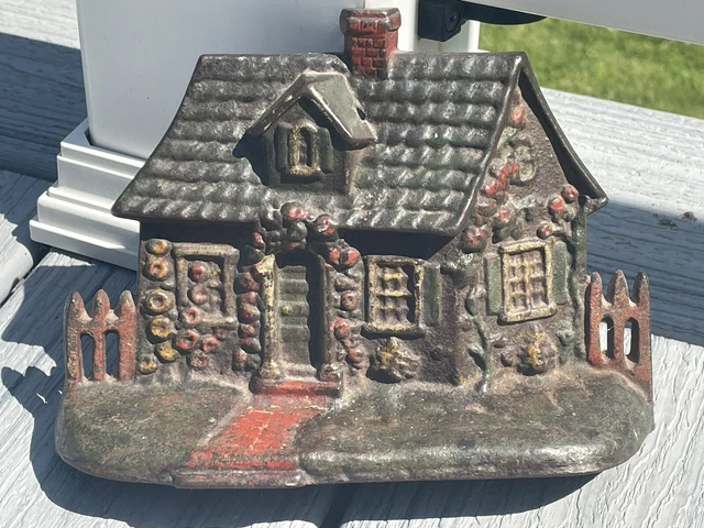 Antique Cottage Shaped Doorstop - Hubley House Shaped Cast Iron Doorstop