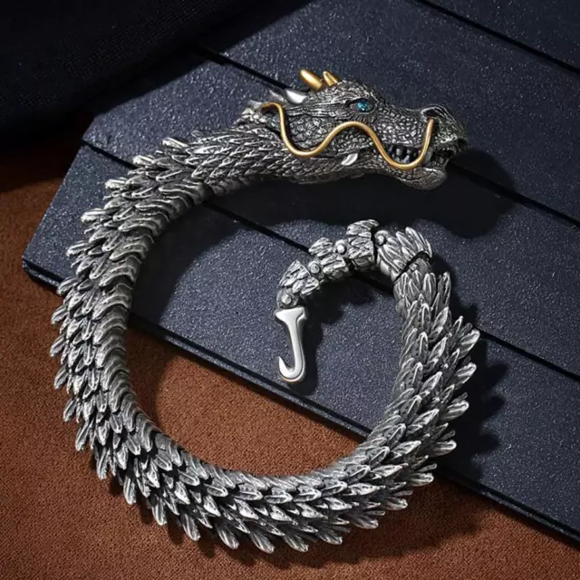 Unique Vintage 3D Handmade Dragon Bracelet Gothic Jewelry Hip Hop BangleFor Men