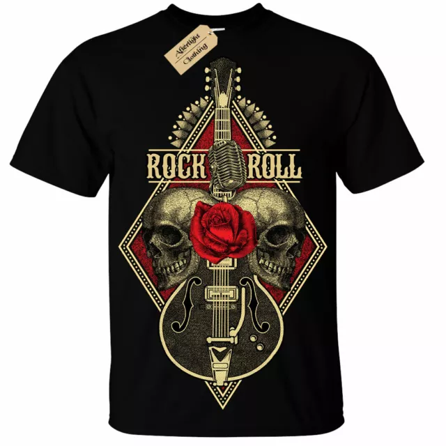 T-shirt chitarra rock and roll per bambini | 3 - 13 anni | band teschio metal heavy cool