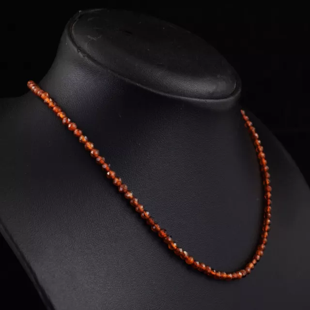 56 Cts Natural Spessertite Garnet Round Cut Beads Necklace Jewelry JK 28E408