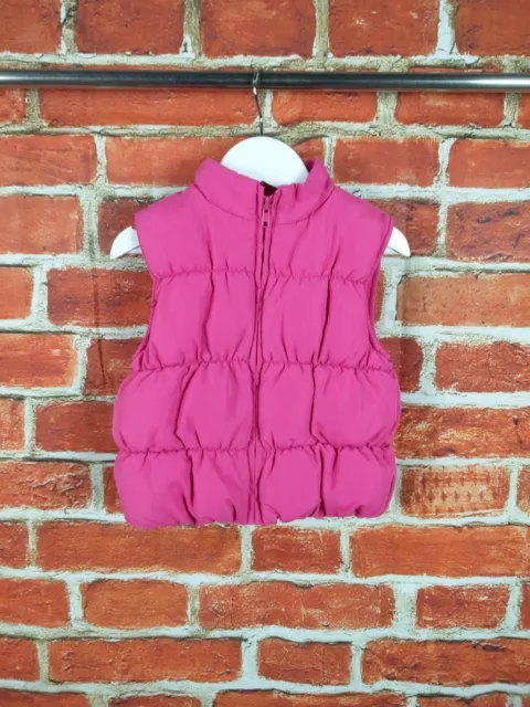Girls Coat Age 2-3 Years Tu Pink Fleece Padded Winter Gilet Vest Jacket Zip 98Cm
