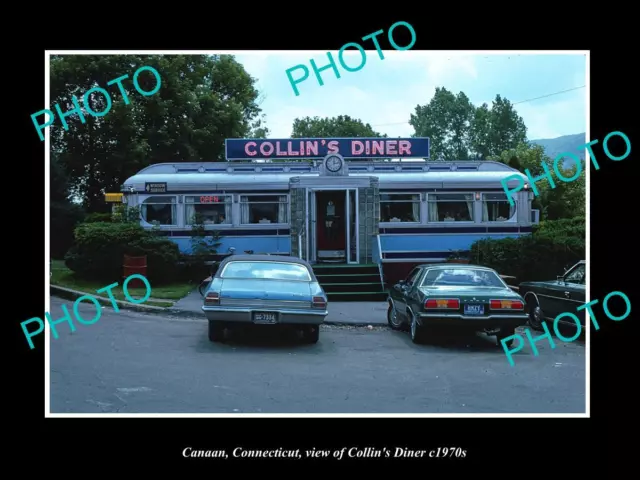 OLD LARGE HISTORIC PHOTO OF CANAAN CONNECTICUT VIEW OF THE COLLINS DINER c1970