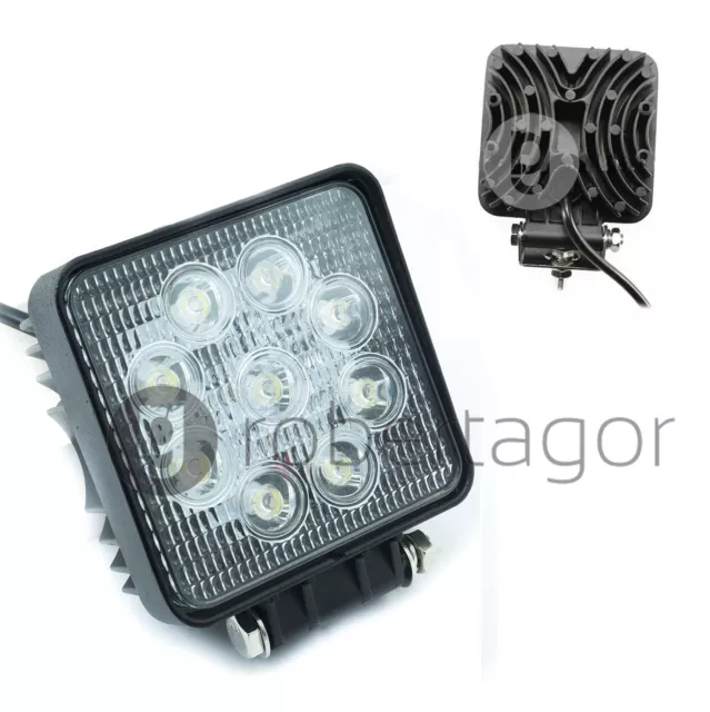 Feux Supplémentaire Profondeur Voiture Tout Terrain 12V Carré 9 LED 27W 6000K