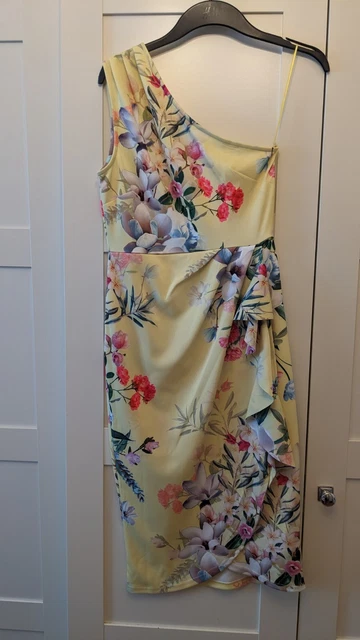 LIPSY YELLOW ONE Shoulder Floral Dress Size 8 9.99 PicClick UK