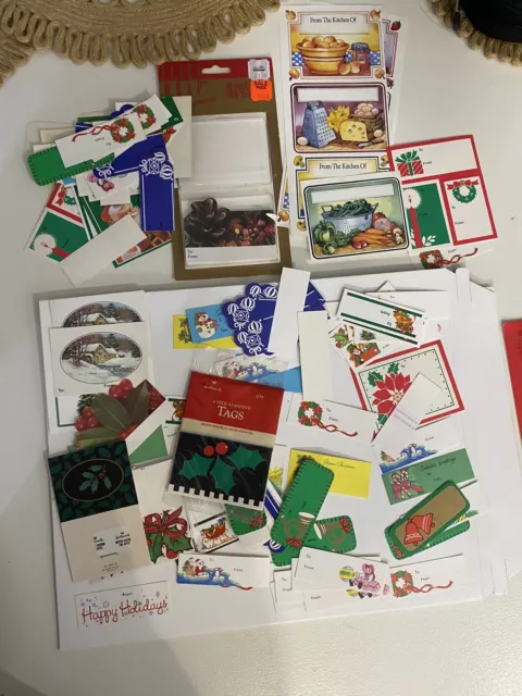 VINTAGE CHRISTMAS HOLIDAY Present Label Gift Tags Lot of Over 65