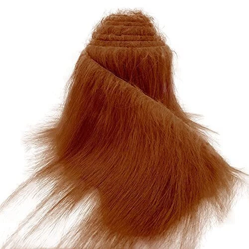 Fur Fabric for Crafts 2 Yard x 2 in, Faux Fur Fabric Strips Dark Brown, Shaggy