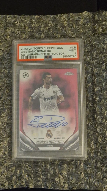 TOPPS CHROME UCC 23/24 Cristiano Ronaldo Auto Red 04/05 PSA 9 