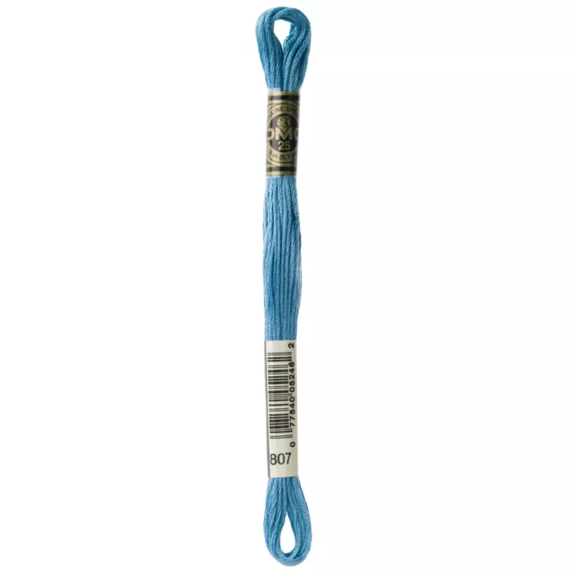 Paquete de 12 DMC 6 hilos bordado algodón 8,7 yardas azul pavo real 117-807