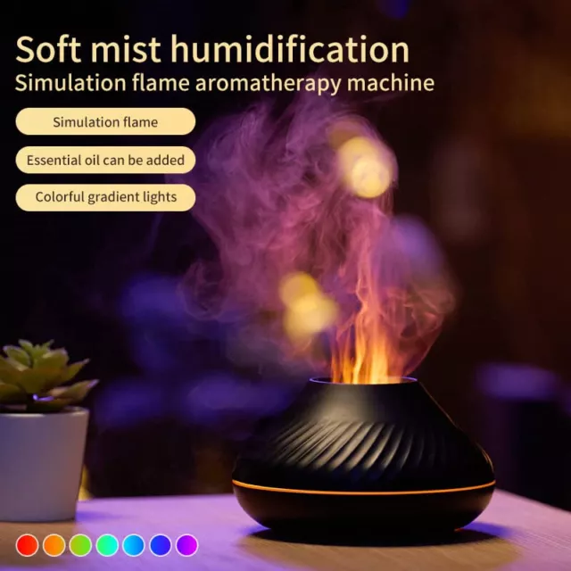 2022 New Volcanic Flame Aroma Diffuser Essential Oil Lamp 130ml USB Portable Air