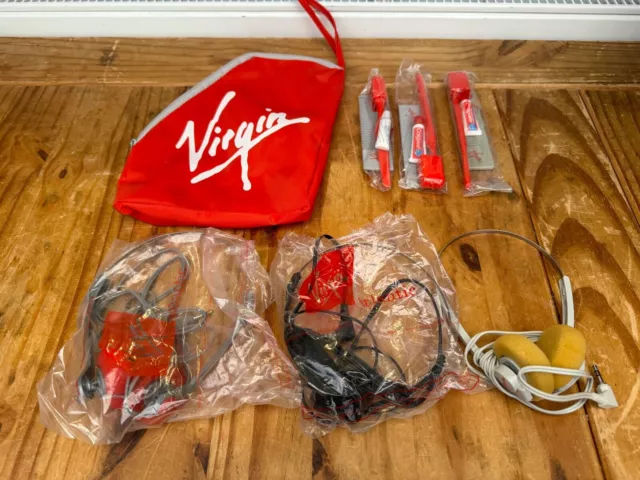 Vintage Fly Virgin Atlantic Wash Travel Set Bag Pack Flight Aeroplane 1990's