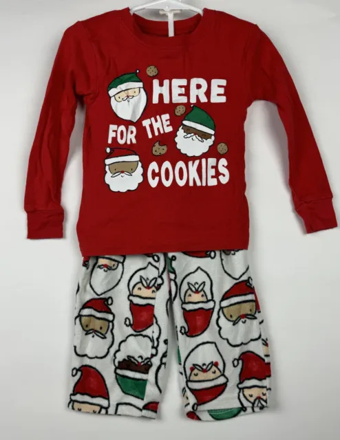 Carter's 2-Piece Santa Cotton Fleece PJs Set 3T 3 Toddler Cookies Christmas