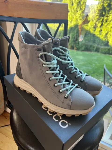 Ecco Women’s Boots Size 8-8.5 Eu 39 Wild Dove Blue Grey Yak Leather Hydromax