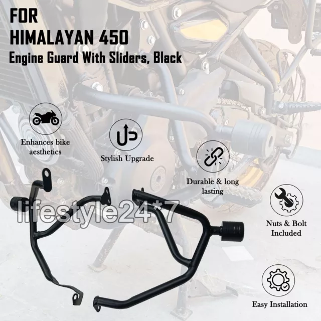 Fit For Royal Enfield "New Himalayan 450" Black Engine Guard with Sliders