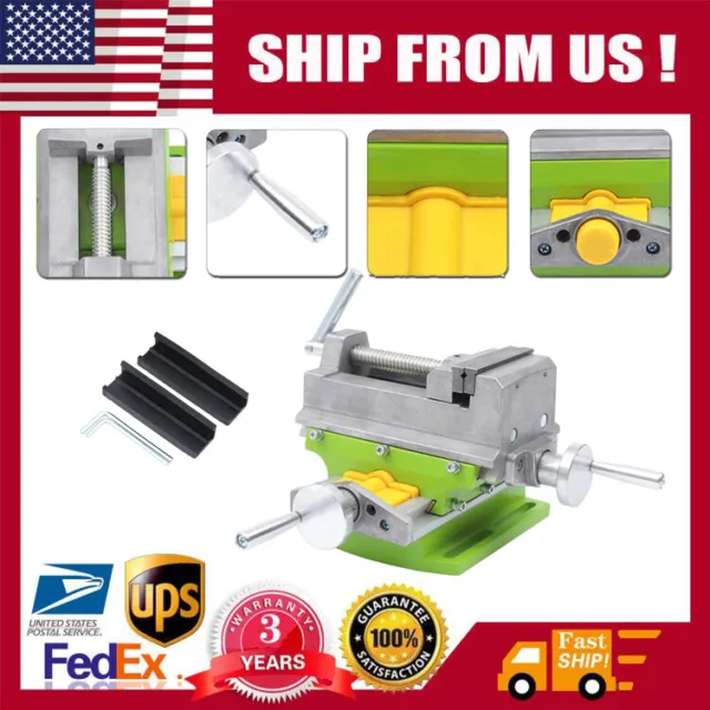 3" X-Y Compound Cross Over Slide Drilling Press Flat Vise Milling Drilling 2 WAY
