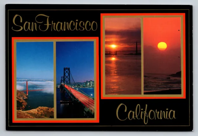 San Francisco City On The Bay California Vintage Unposted Postcard Bridges