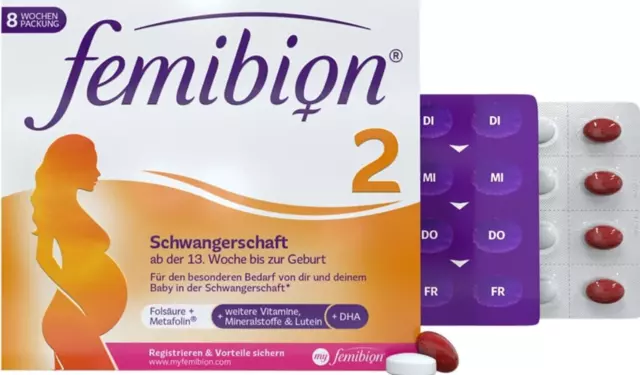 Femibion 2 Schwangerschaft in der 8-Wochen mit je 56 Tabletten und 56 Kapseln