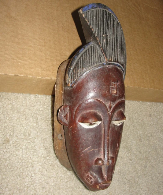 Beautiful African Baule Guro Rare Crest Passport Mask Hand Carved Tribal Artwork 3